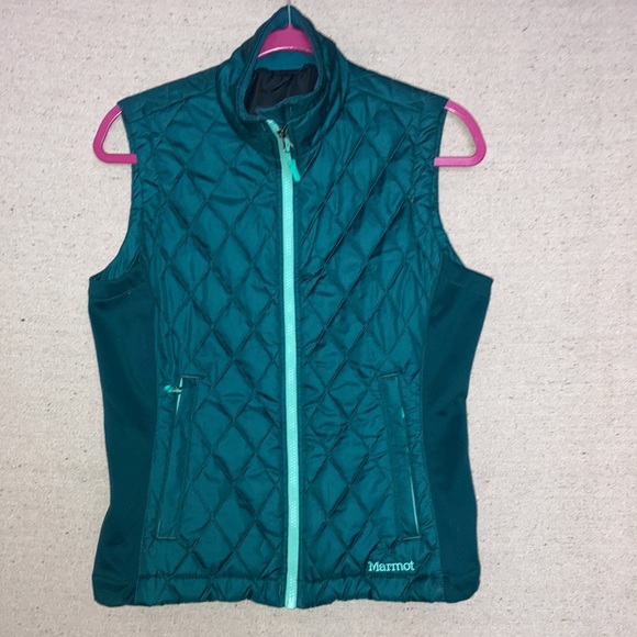 Marmot Jackets & Blazers - Marmot Teal Green Quilted Full Zip Puffer Lightweight Vest Women’s S Hiking